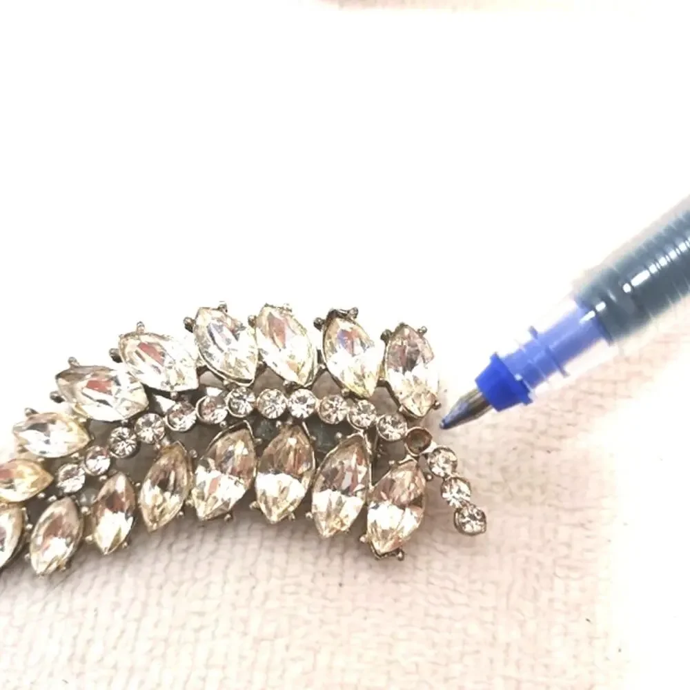Brooche Estate Rhinestones‎ Leaf Broche Pin Jacket Antique Mid Century Modern
